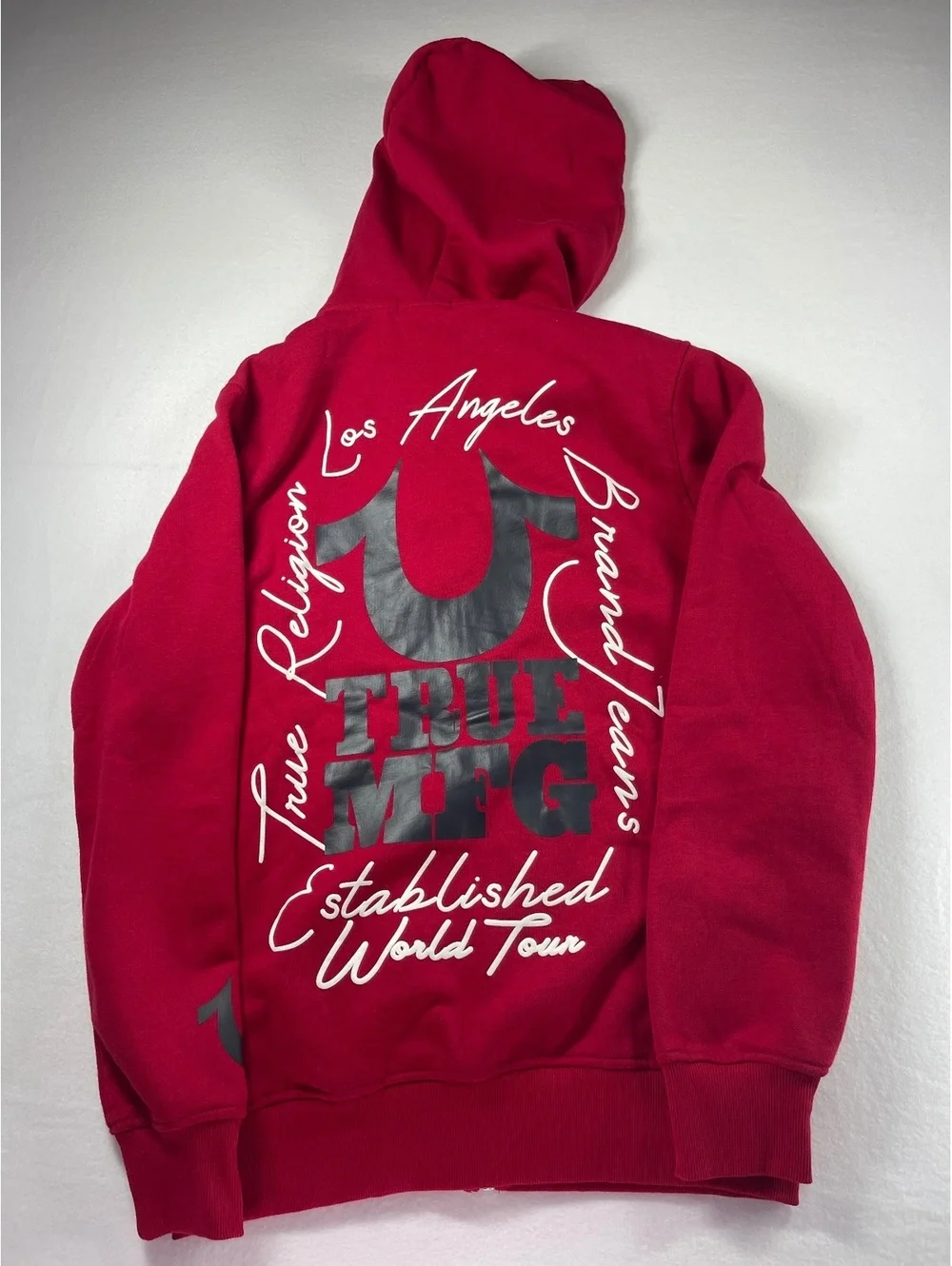 True Religion Red Zip-Up Hoodie Sweatshirt
